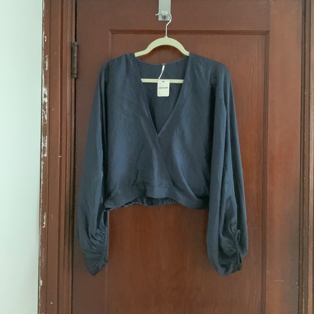 Navy blue Free People blouse NWT